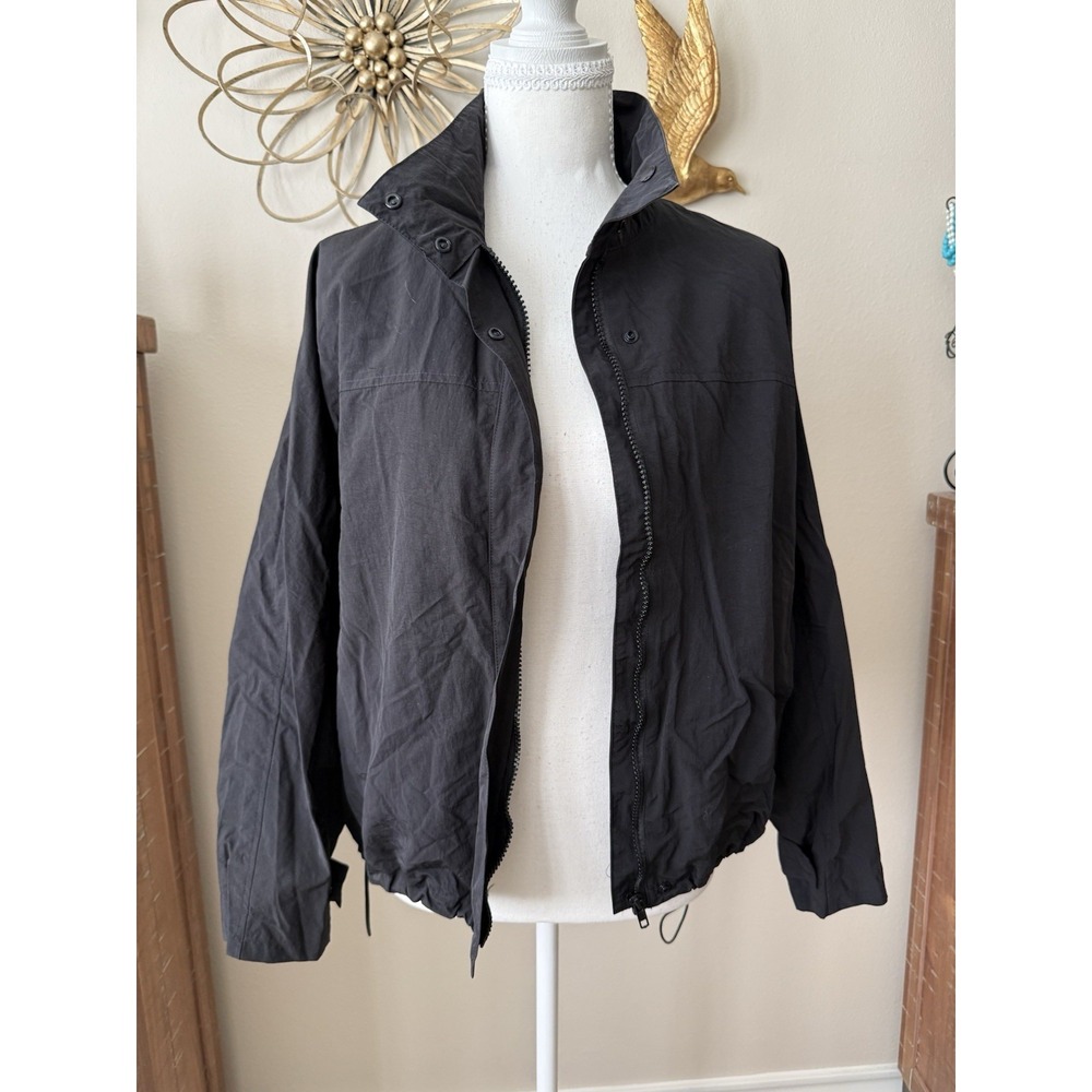 Lioness Shoreline Windbreaker Jacket Women S Black Cotton Oversized Drawstring - Picture 2 of 12